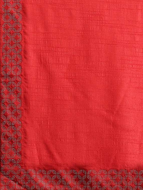 women's bordered red colored saree - 17541344 -  Standard Image - 3