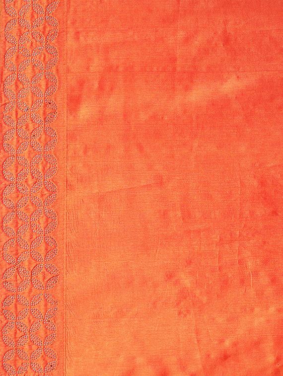 women's bordered orange colored saree with blouse - 17541346 - Standard Image - 3