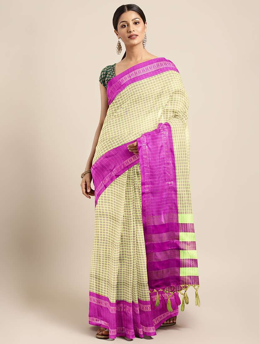 check printed saree - 17541369 - Zoom Image - 0