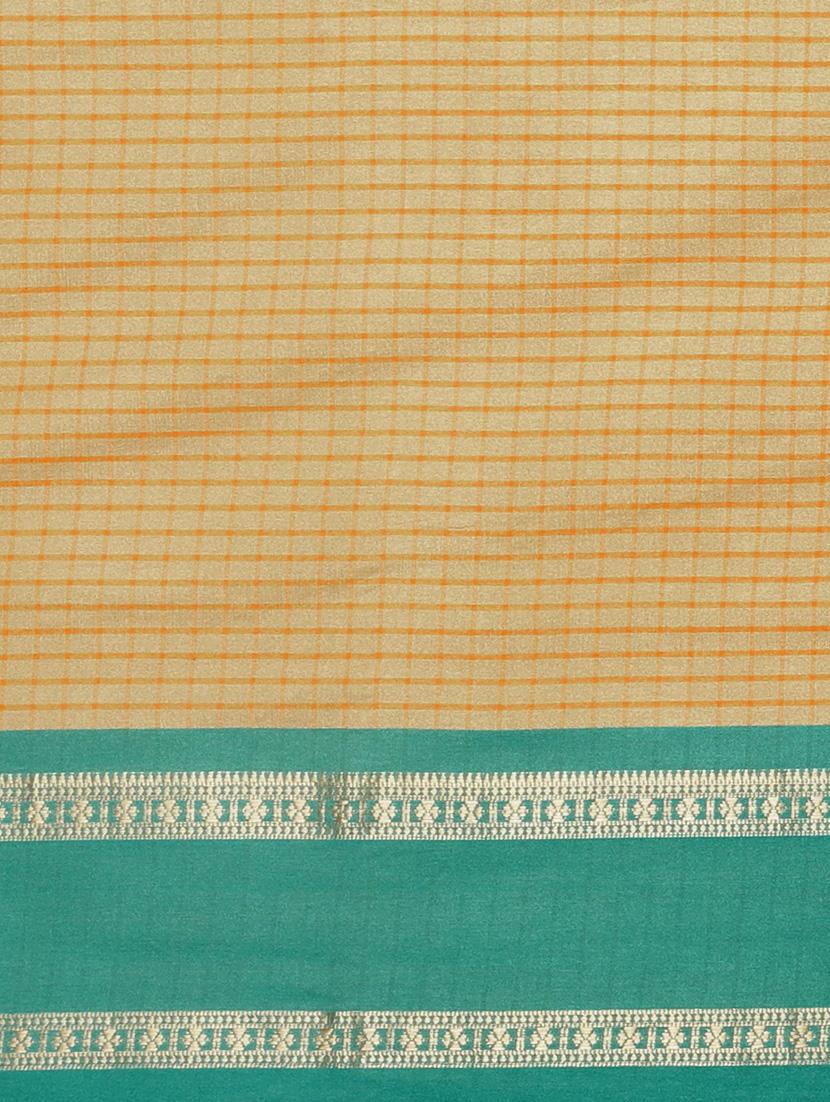 check printed saree with blouse - 17541370 - Standard Image - 3
