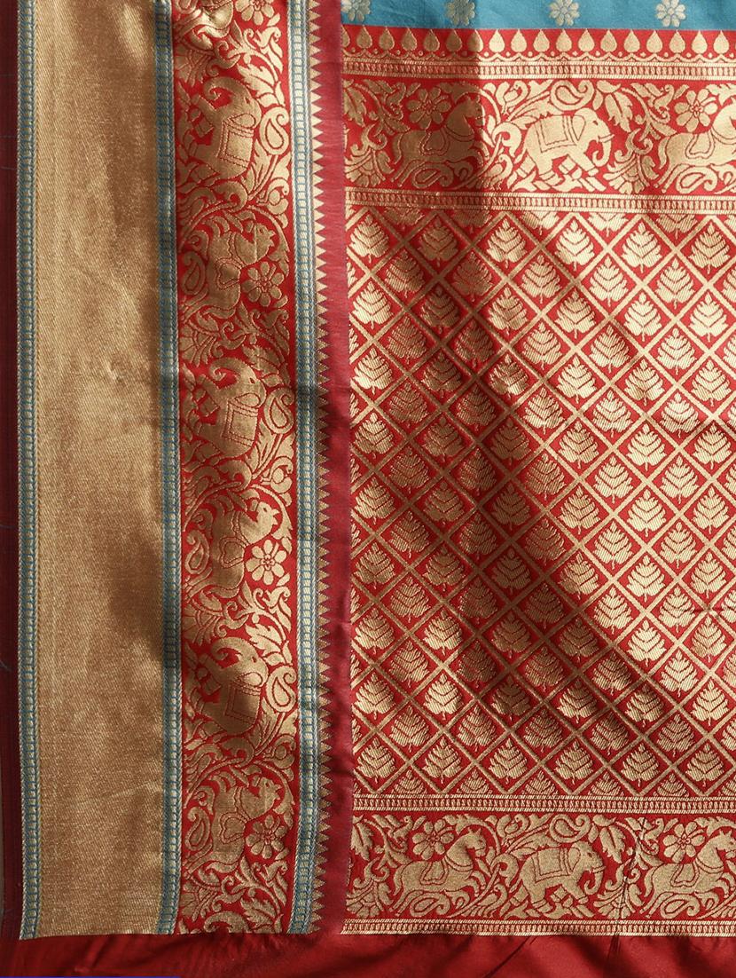 ethnic motifs banarasi saree with blouse - 17541383 - Standard Image - 3