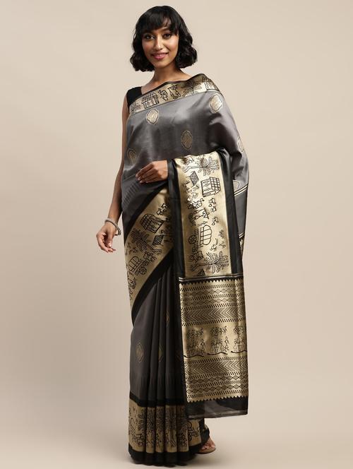 ethnic motifs banarasi saree with blouse - 17541397 - Standard Image - 0