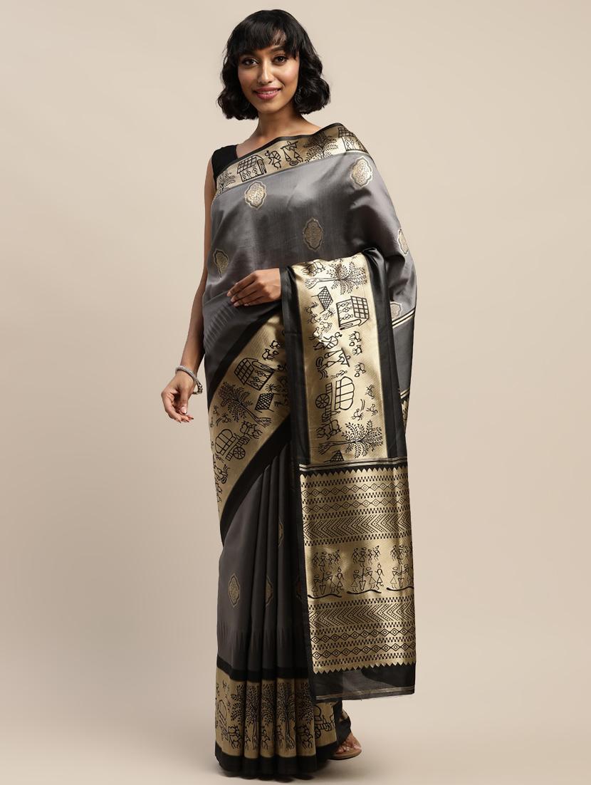 ethnic motifs banarasi saree with blouse - 17541397 - Zoom Image - 0