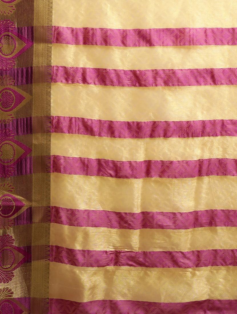zari bordered printed saree with blouse - 17541401 - Standard Image - 3