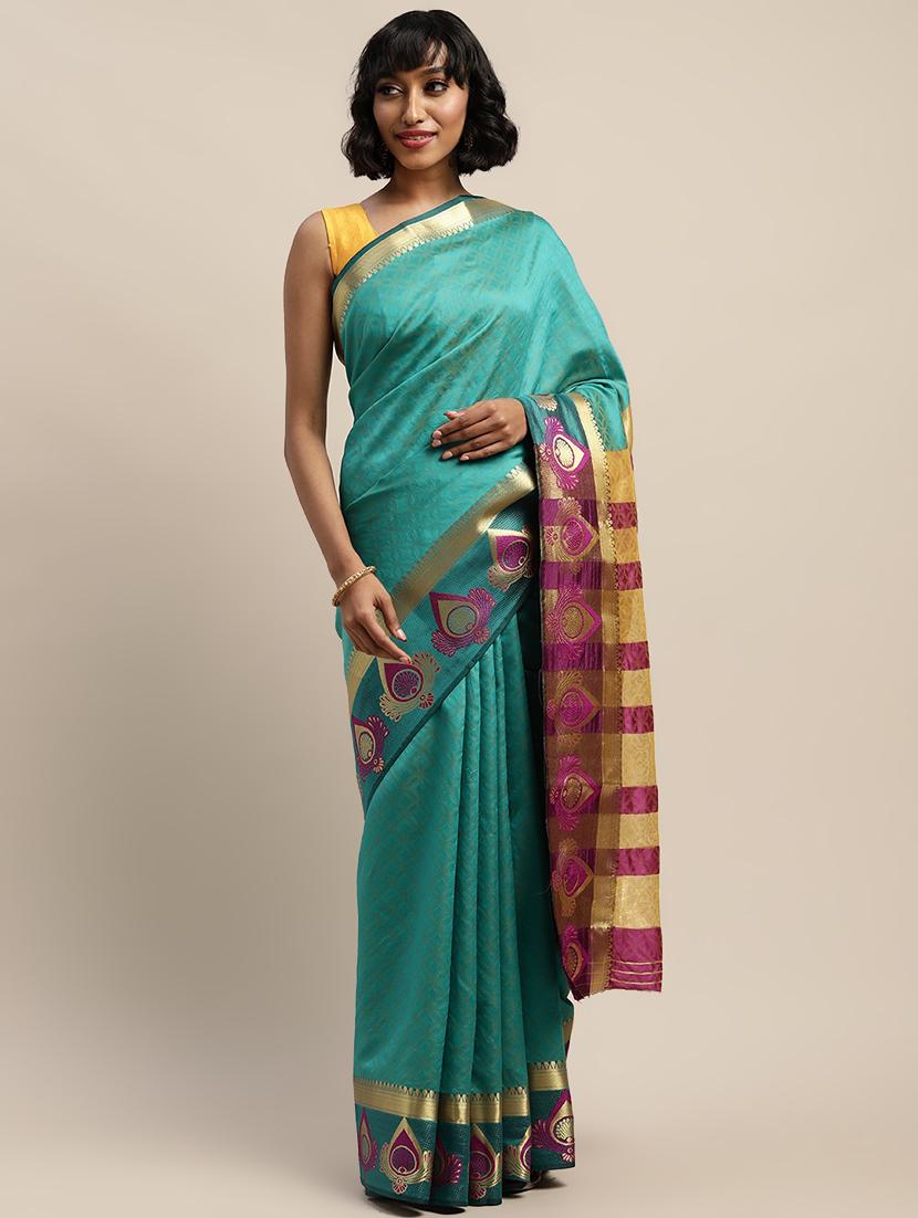 zari bordered printed saree - 17541402 - Zoom Image - 0