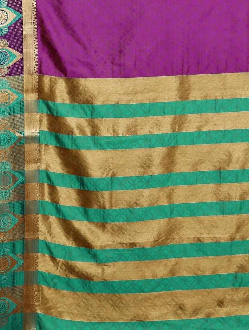 zari bordered printed saree with blouse - 17541405 - Standard Image - 3
