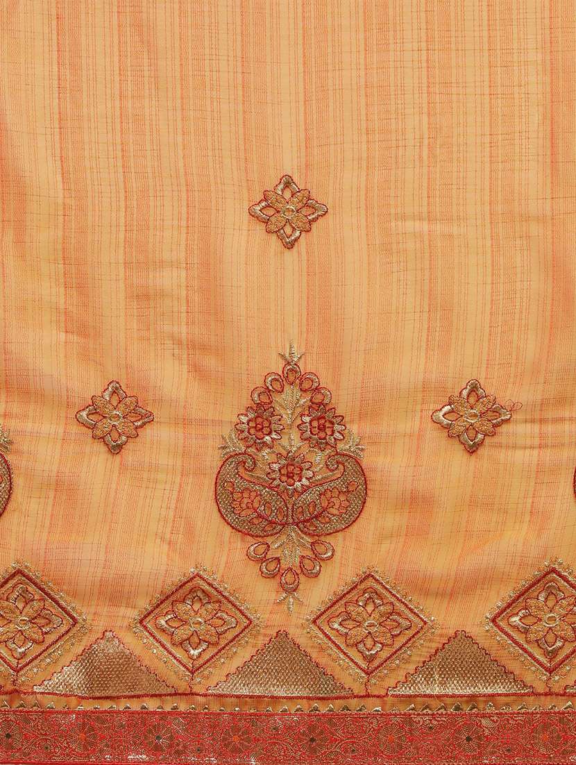 lace bordered embroidered saree with blouse - 17541408 - Standard Image - 3