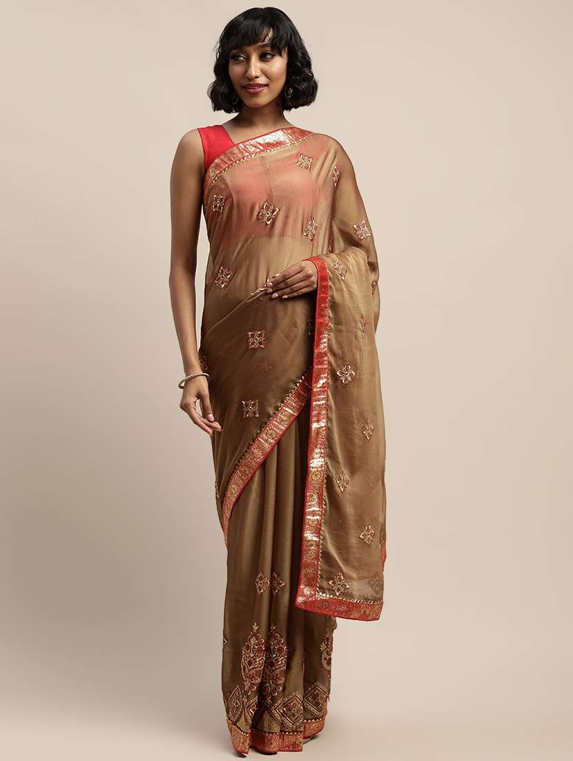 women's embroidered saree with blouse - 17541409 -  Zoom Image - 0