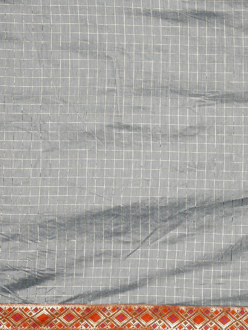 lace detailed checkered saree with blouse - 17541416 - Standard Image - 3