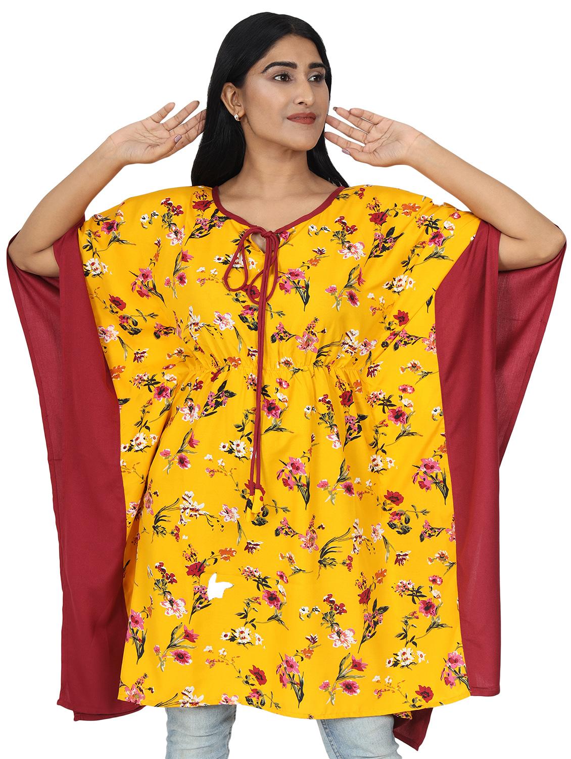 tie up neck floral kaftan - 17542694 - Standard Image - 3