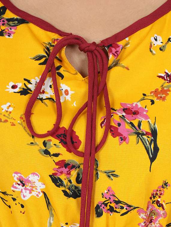 tie up neck floral kaftan - 17542694 - Standard Image - 5