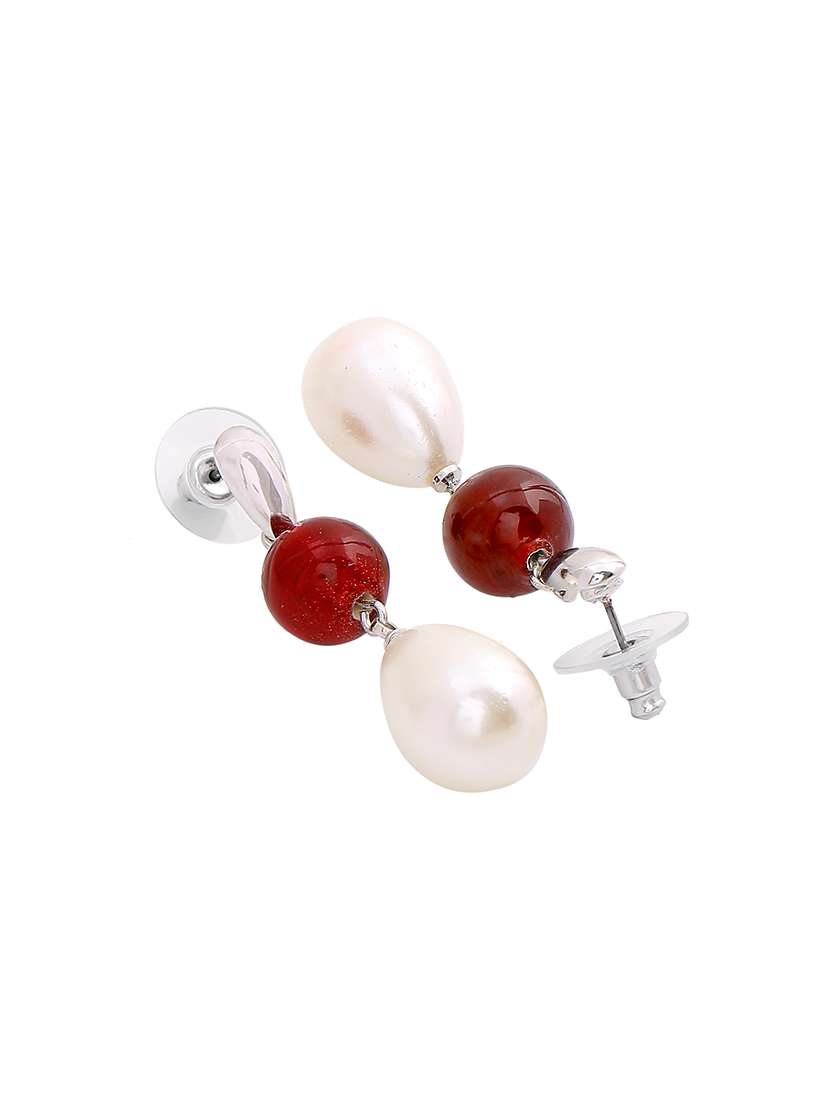 white metal drop earring - 17542757 -  Standard Image - 3