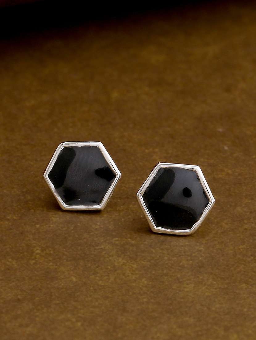 black  metal studs earring