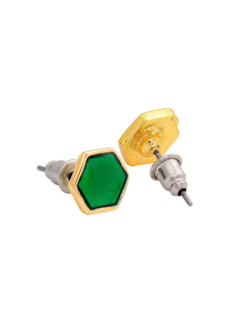 green metal studs earring - 17542764 - Standard Image - 3