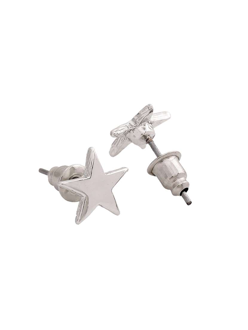 silver metal studs earring - 17542767 -  Standard Image - 3