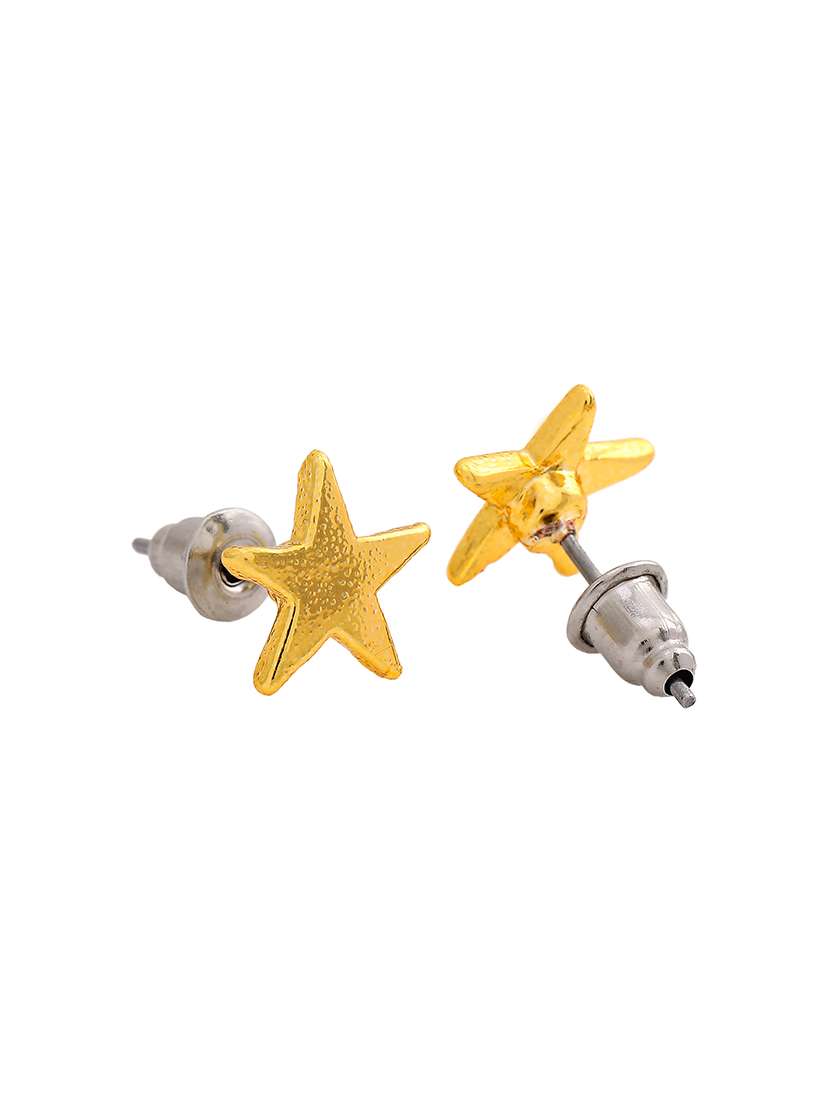 gold  metal studs earring - 17542768 -  Standard Image - 3