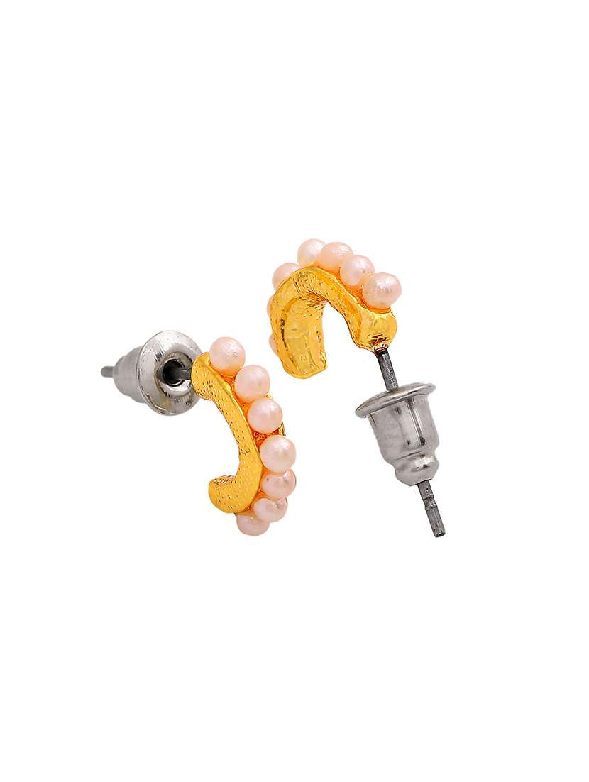 gold metal studs earring - 17542773 - Standard Image - 3