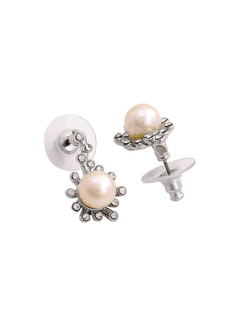 silver metal studs earring - 17542802 - Standard Image - 3