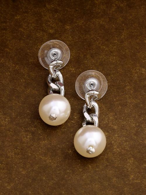 silver metal drop earring - 17542803 -  Standard Image - 0