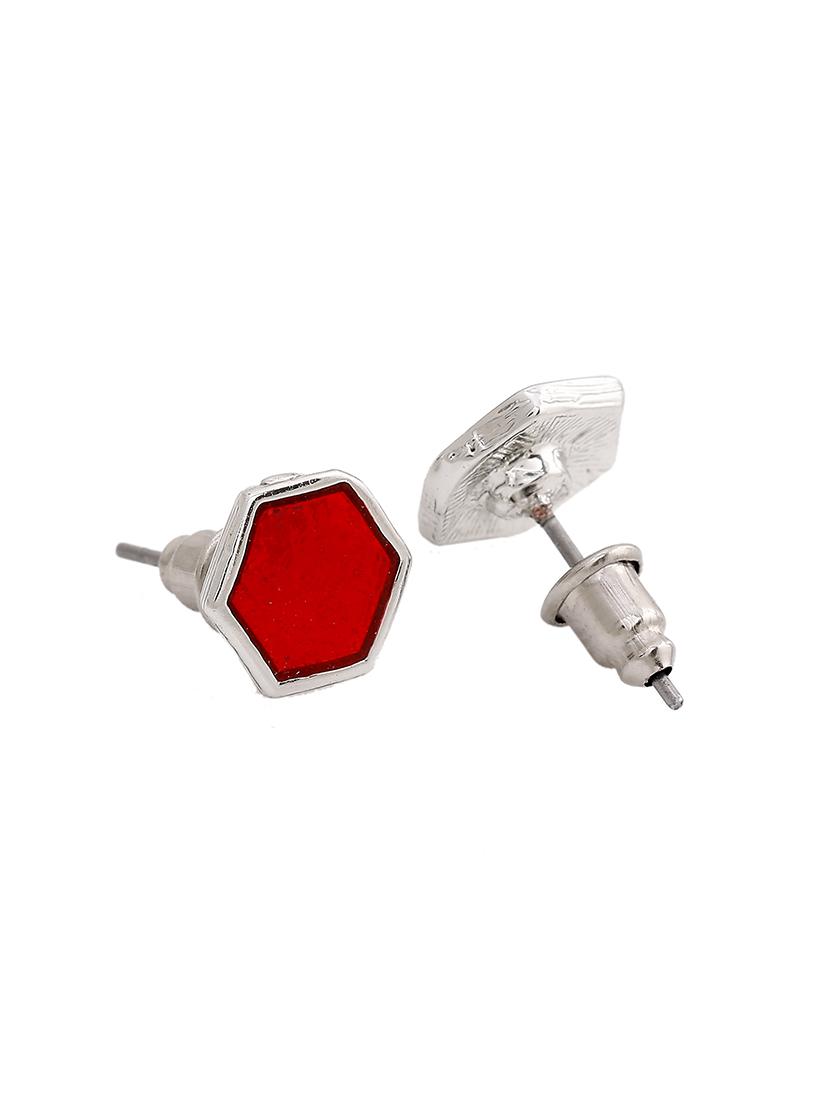red metal studs earring - 17542808 - Standard Image - 3