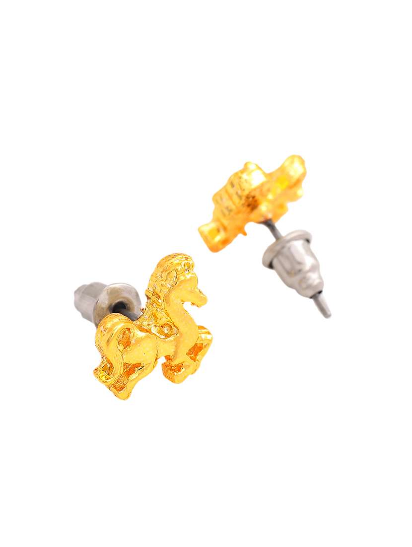gold metal studs earring - 17542815 -  Standard Image - 3
