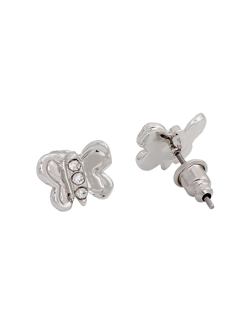 white metal studs earring - 17542818 -  Standard Image - 3