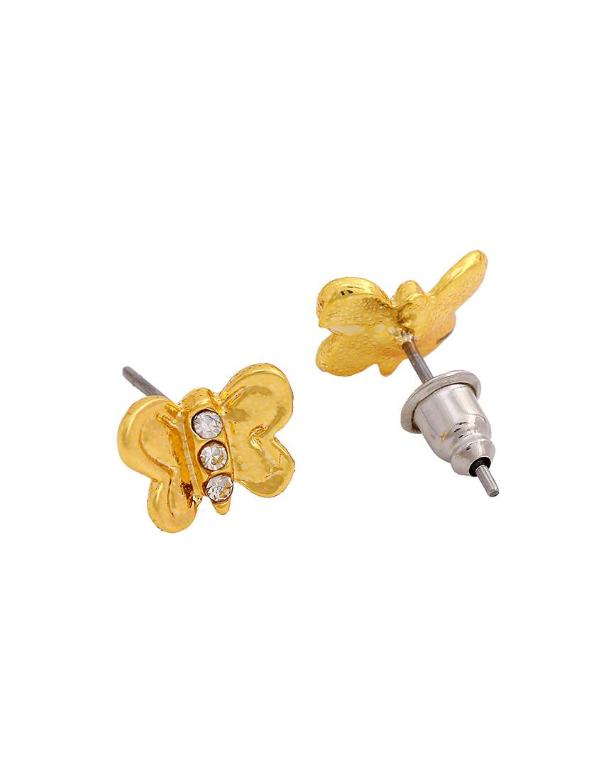 gold metal studs earring - 17542819 - Standard Image - 3
