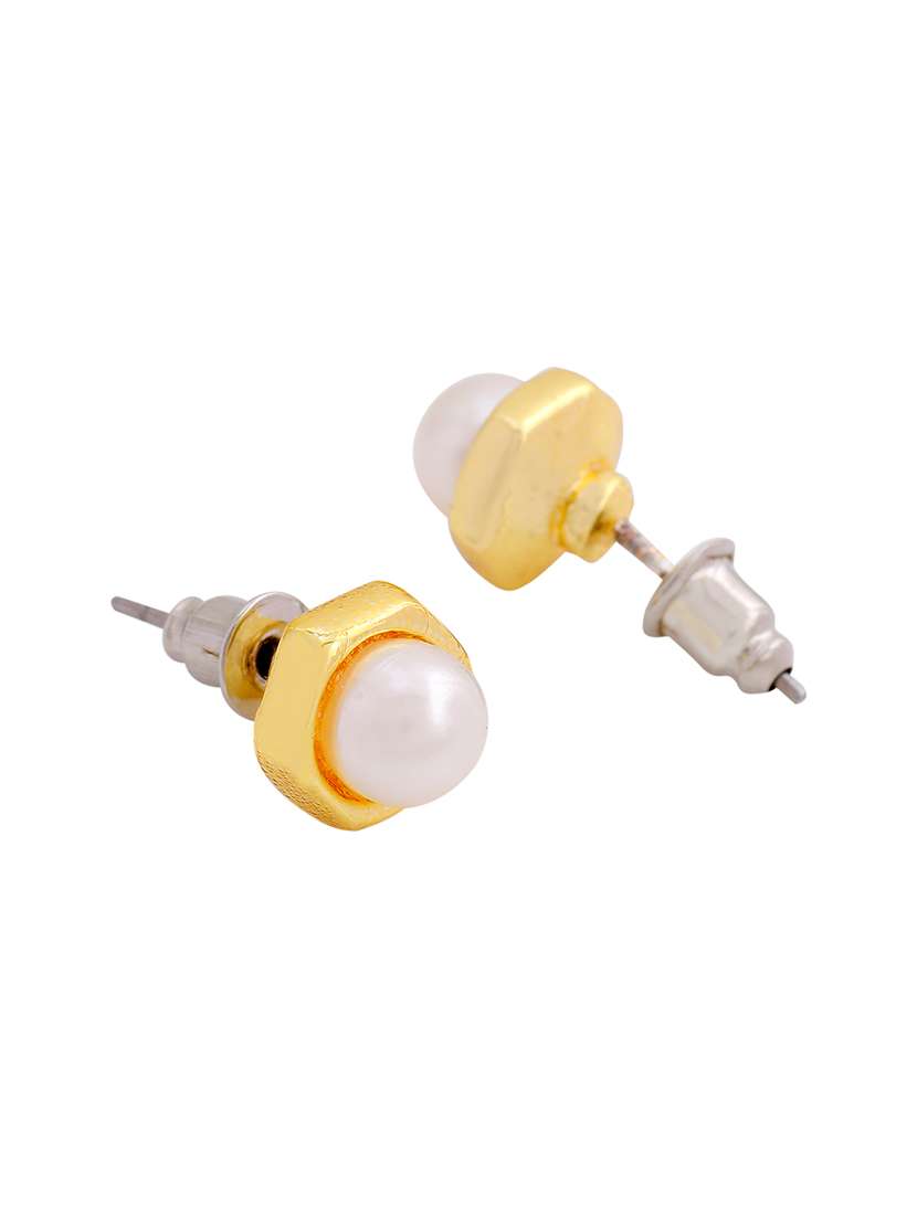 gold metal studs earring - 17542822 -  Standard Image - 3