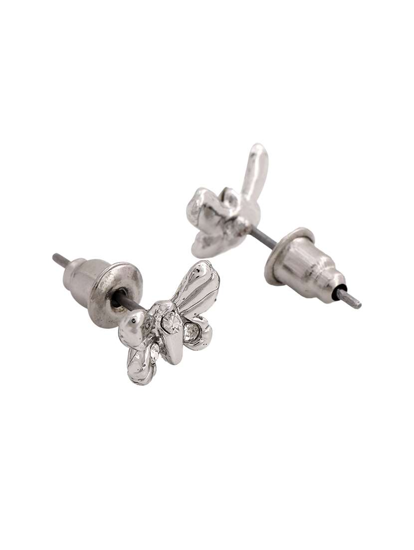 silver metal studs earring - 17542825 - Standard Image - 3