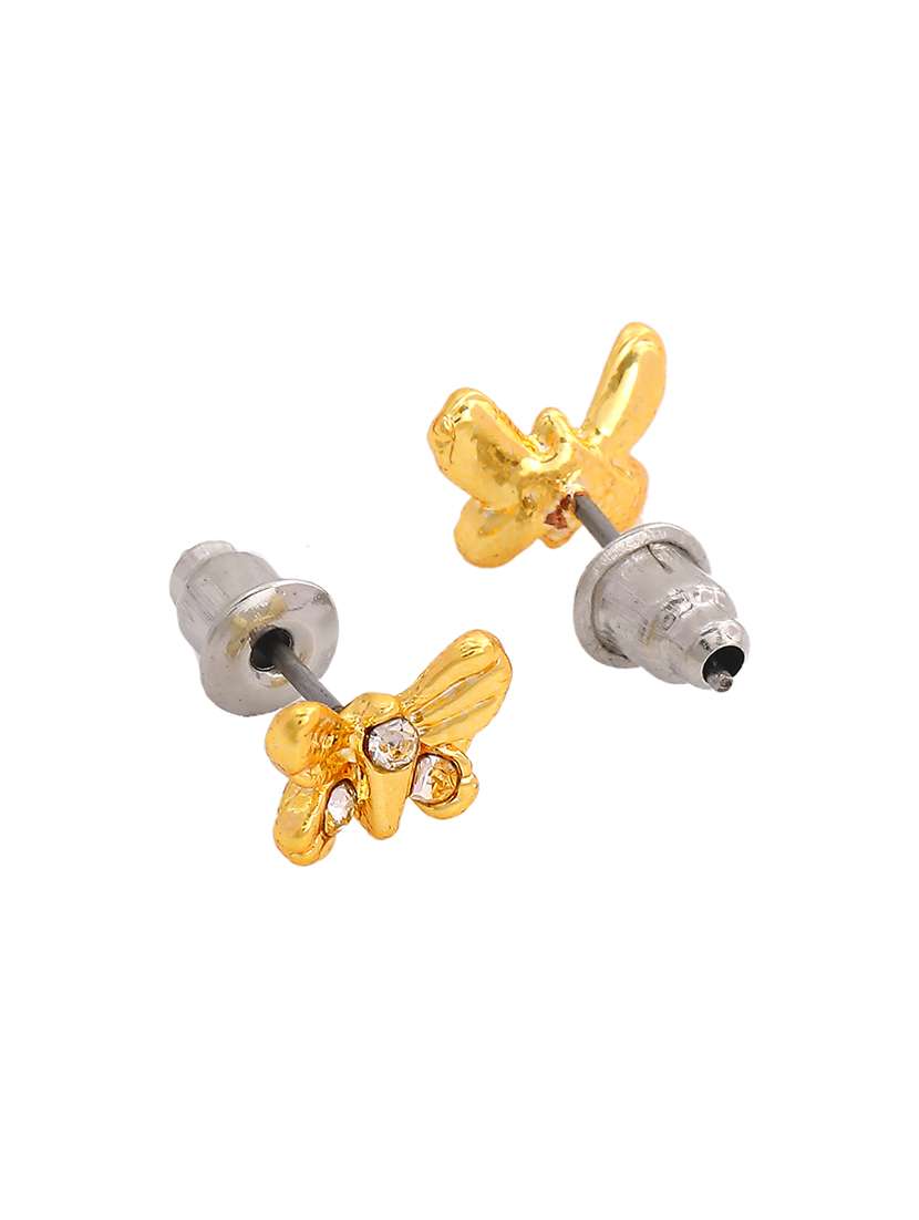 gold metal studs earring - 17542826 -  Standard Image - 3