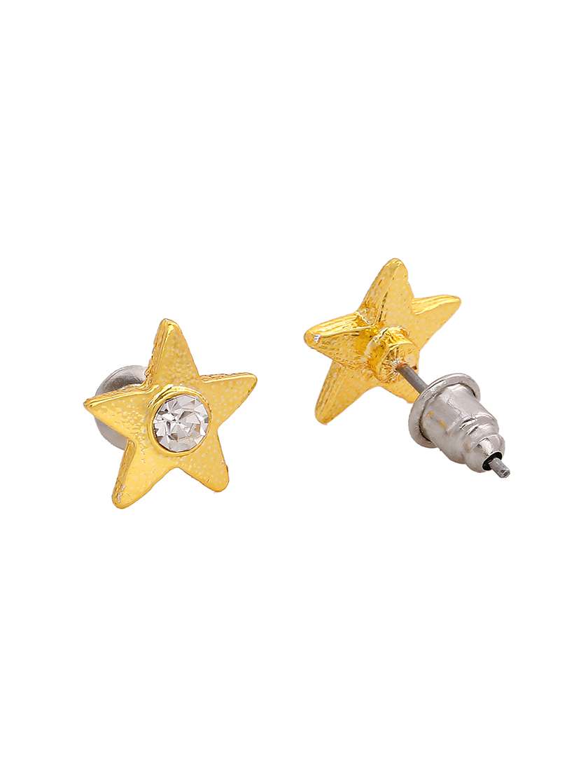 gold metal studs earring - 17542828 - Standard Image - 3