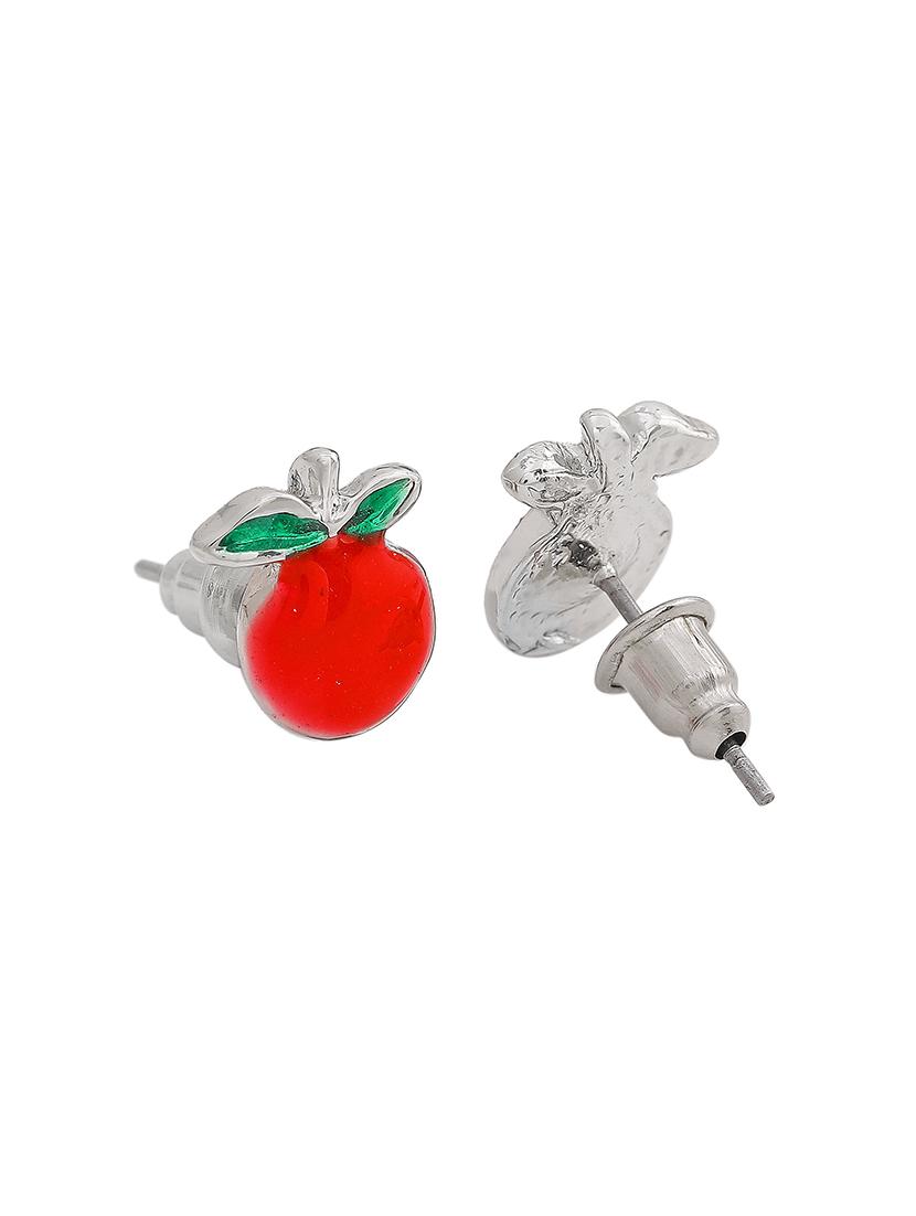 red metal studs earring - 17542829 - Standard Image - 3