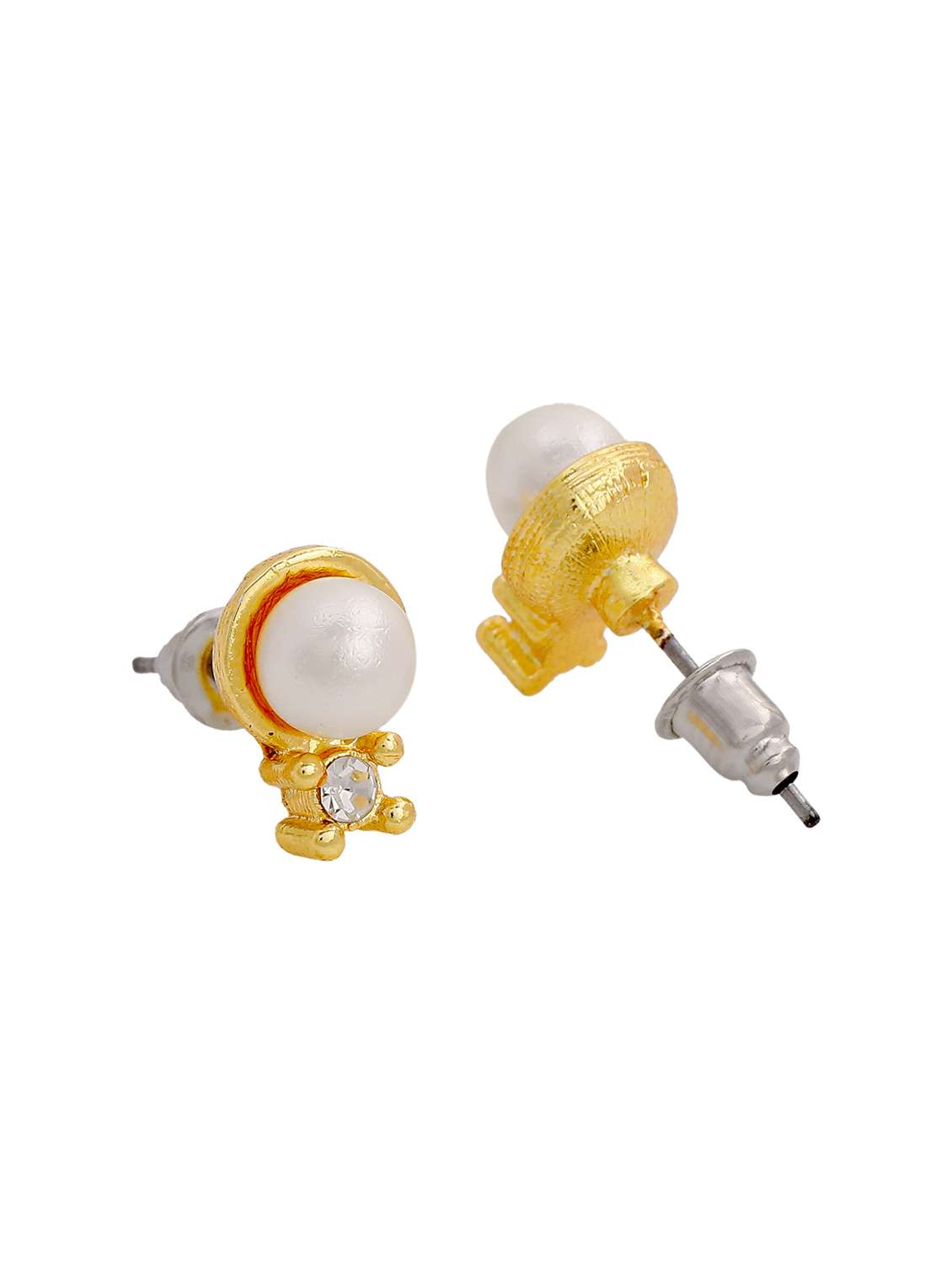 gold metal studs earring - 17542845 - Standard Image - 3
