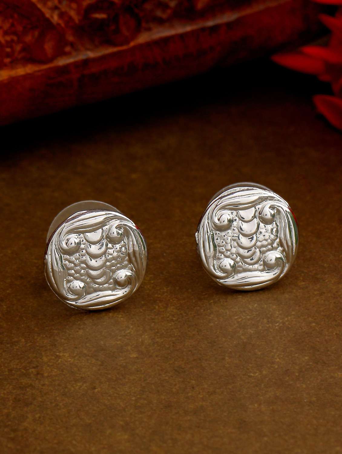 white metal studs earring