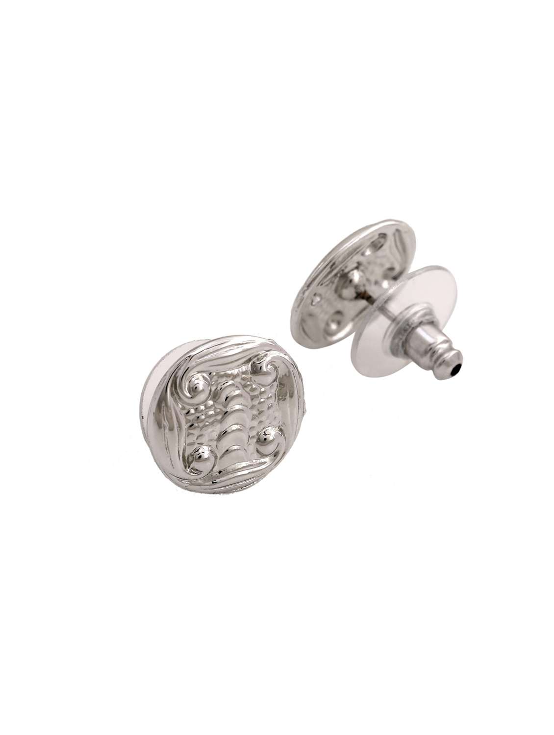 white metal studs earring - 17542847 - Standard Image - 3