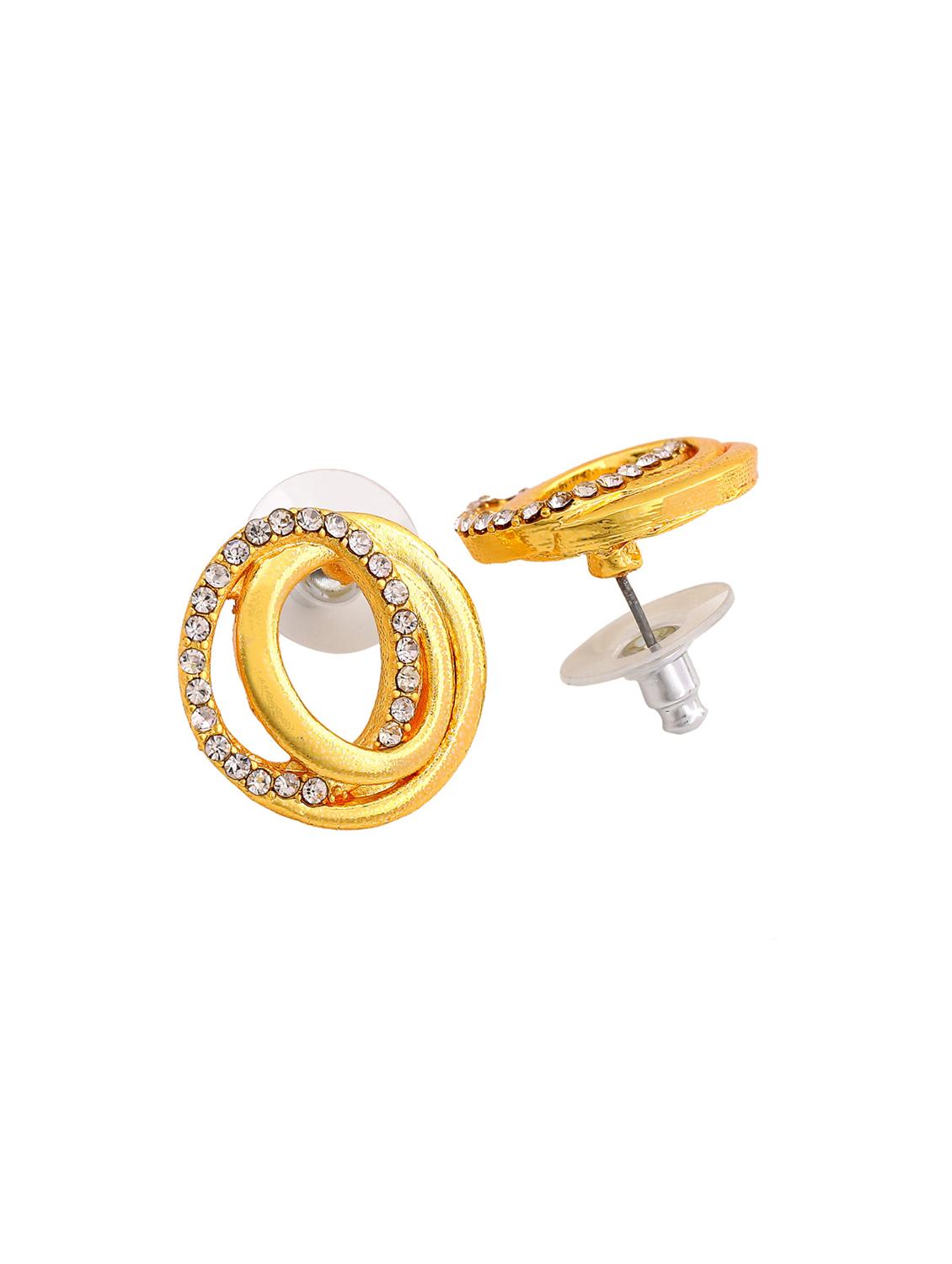 gold metal studs earring - 17542872 - Standard Image - 3