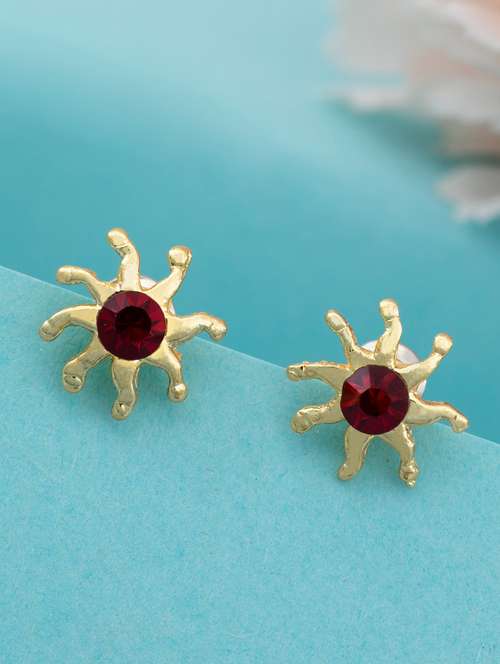 red metal studs earring - 17542879 - Standard Image - 0