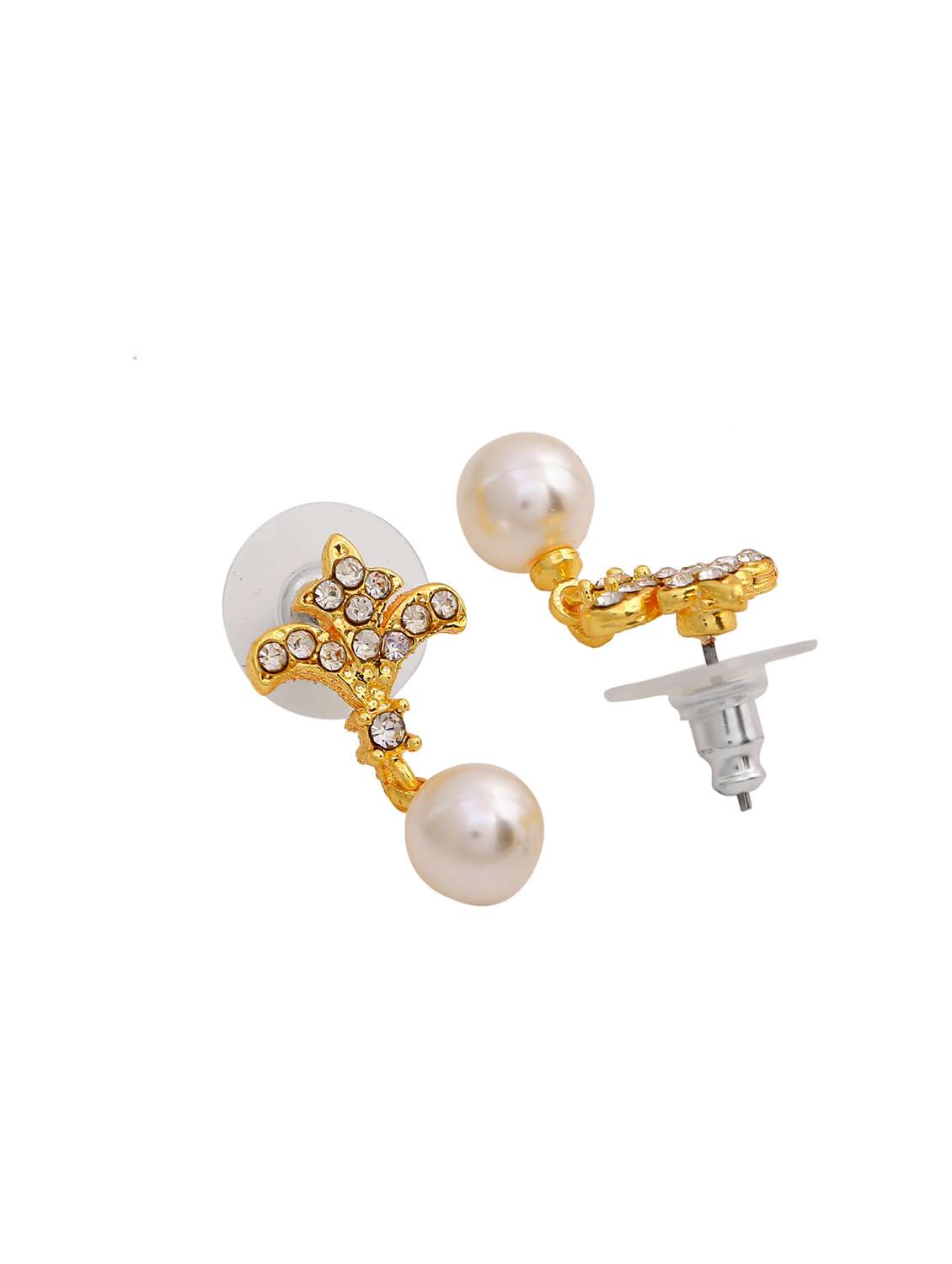 gold metal drop earring - 17542886 - Standard Image - 3