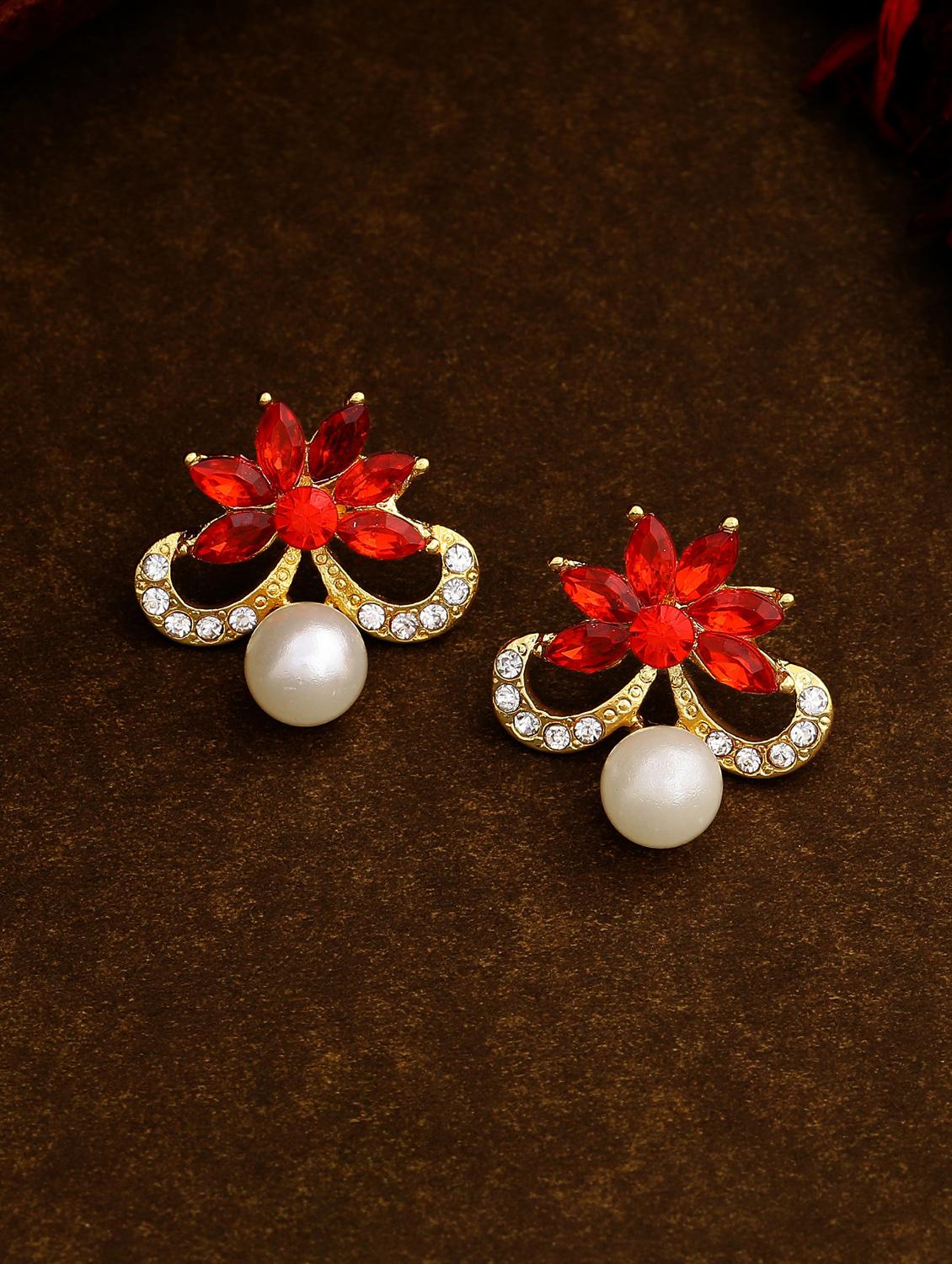 red metal studs earring - 17542900 -  Zoom Image - 0