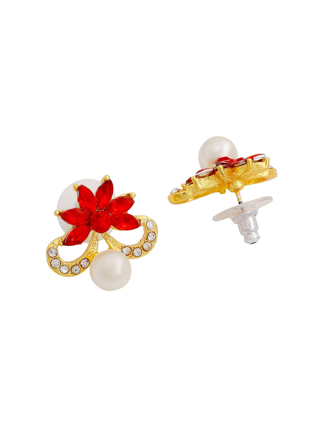 red metal studs earring - 17542900 - Standard Image - 3