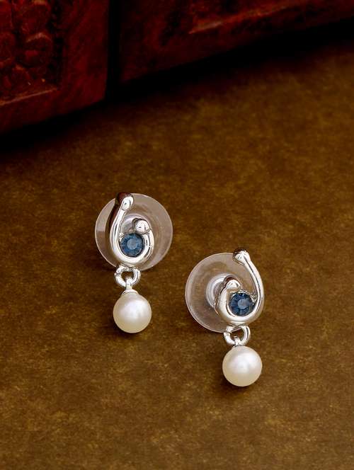 silver metal drop earring - 17542949 - Standard Image - 0