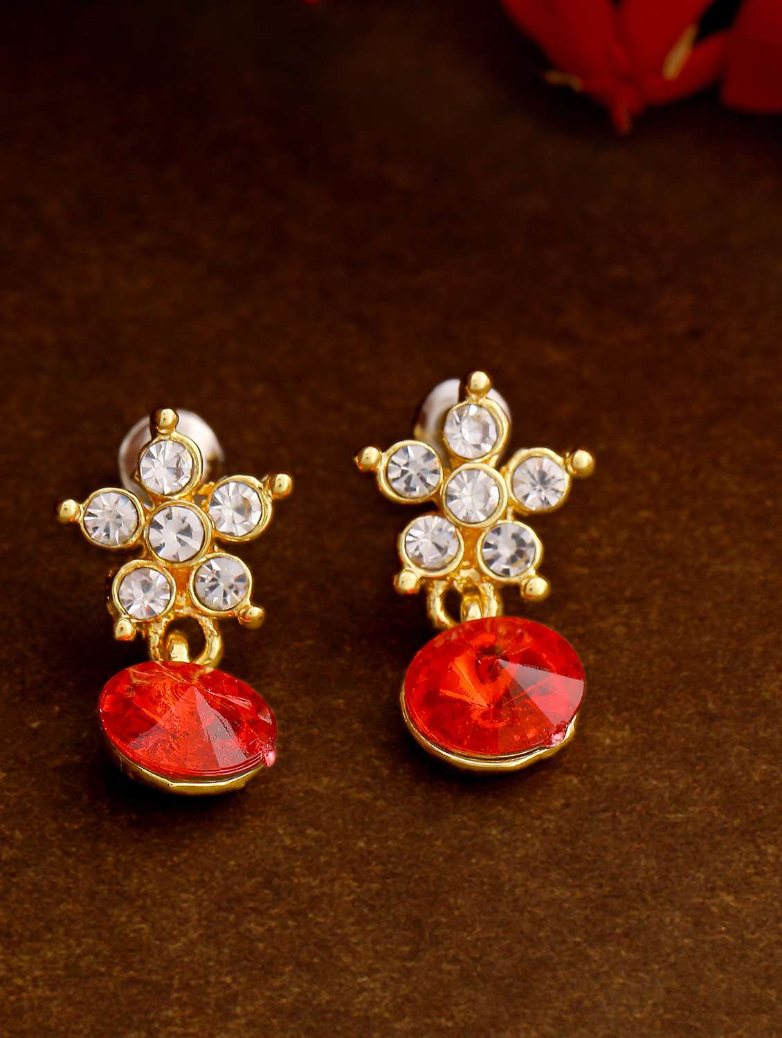 red metal drop earring