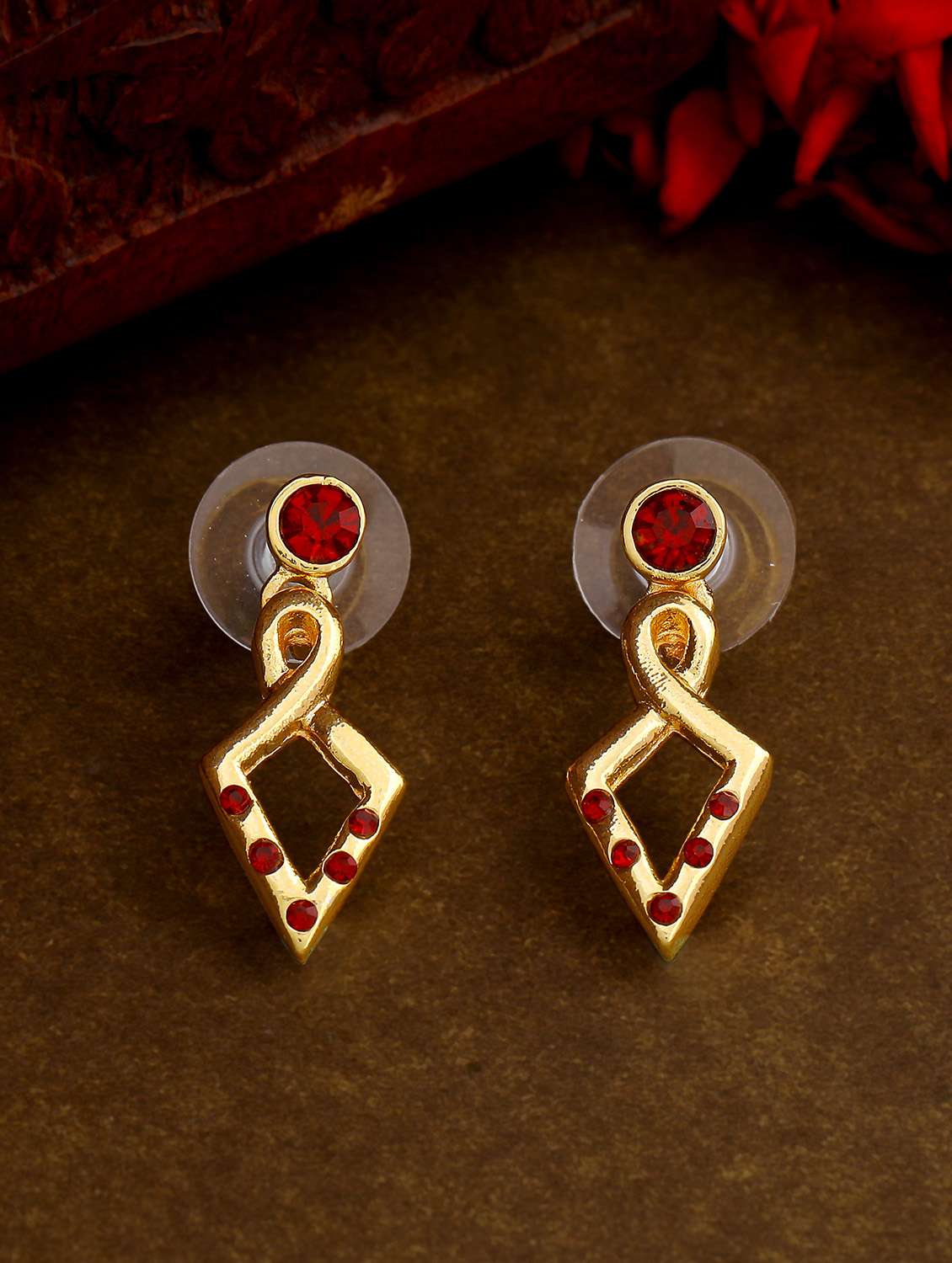red metal drop earring