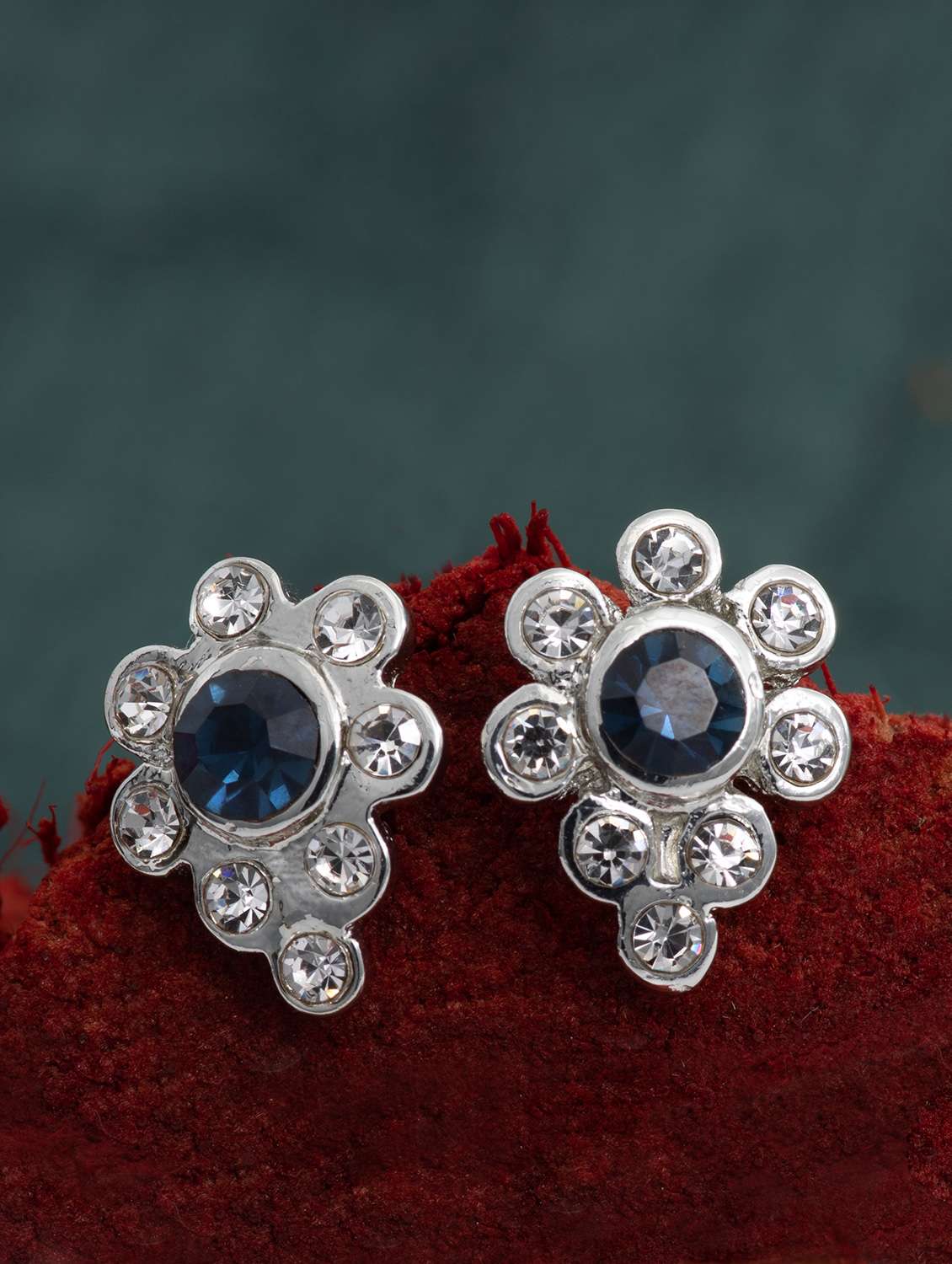 blue metal studs earring