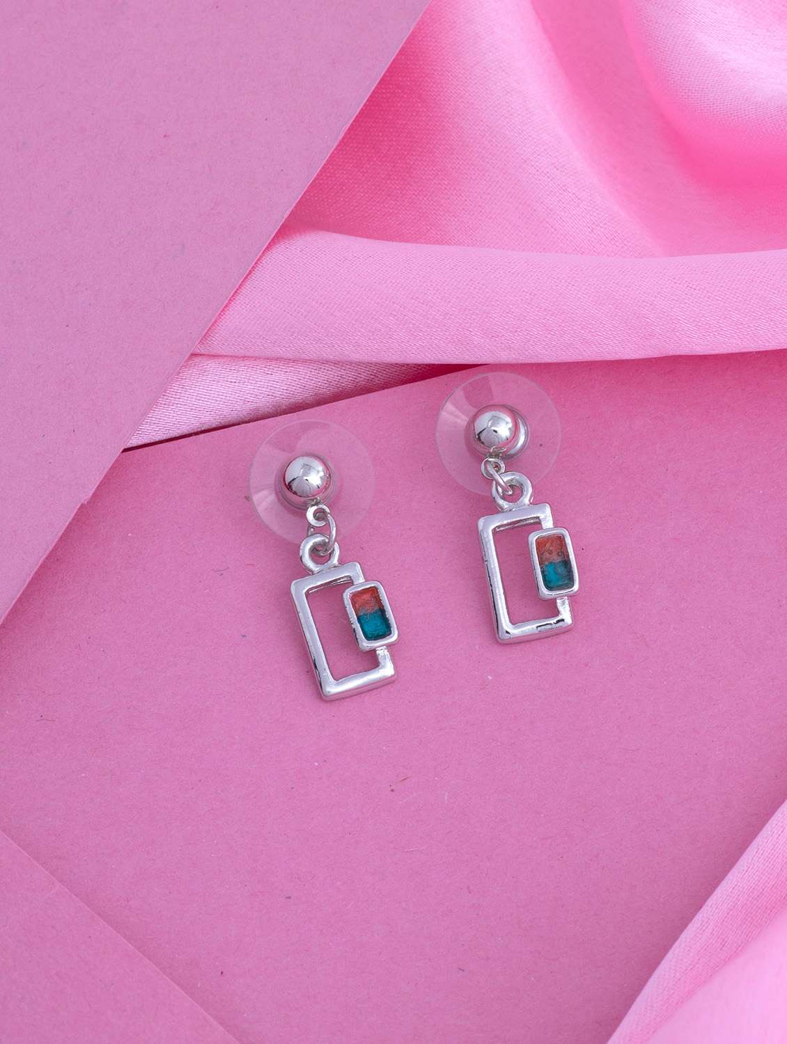 silver metal drop earring - 17542990 -  Zoom Image - 0