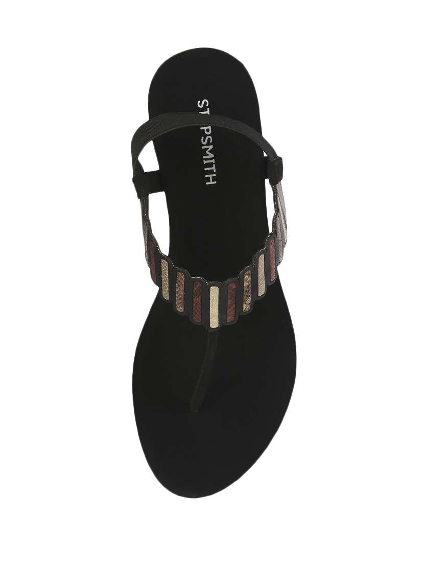 black leatherette back strap sandals - 17544445 - Standard Image - 3
