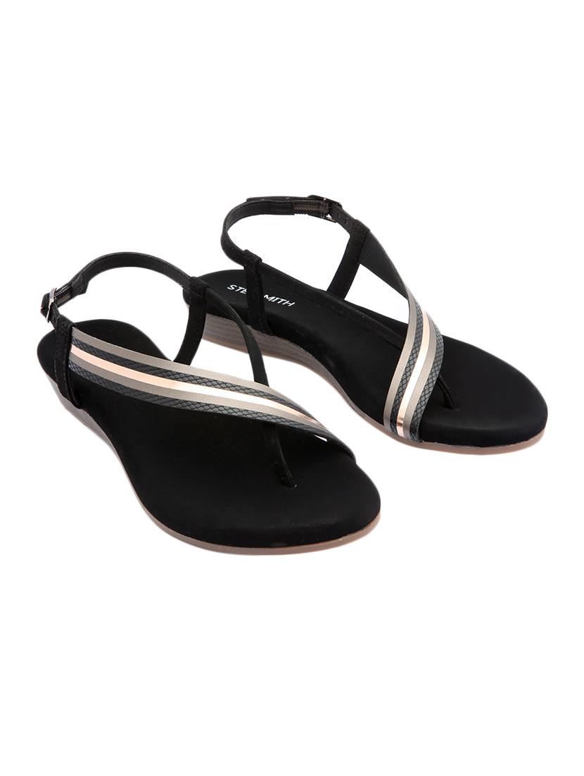 black leatherette back strap sandals - 17544447 - Zoom Image - 0