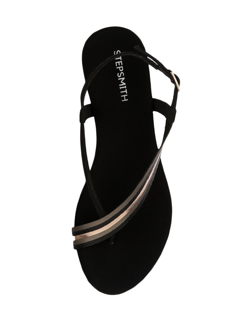 black leatherette back strap sandals - 17544447 - Standard Image - 3