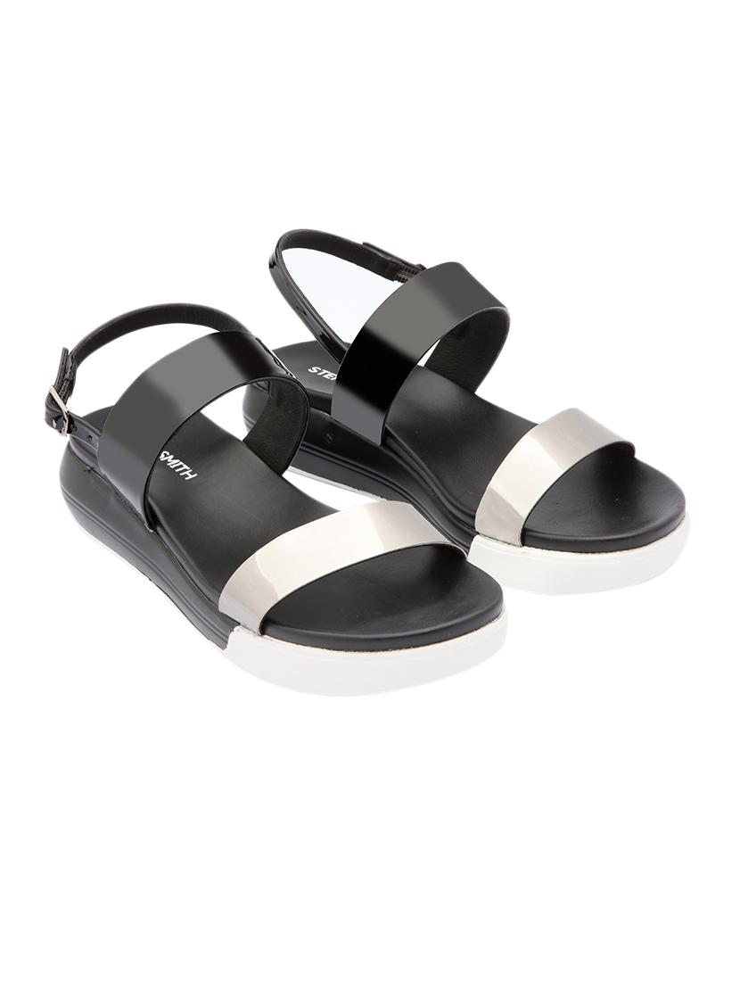 black pu flat forms sandals - 17544450 -  Zoom Image - 0