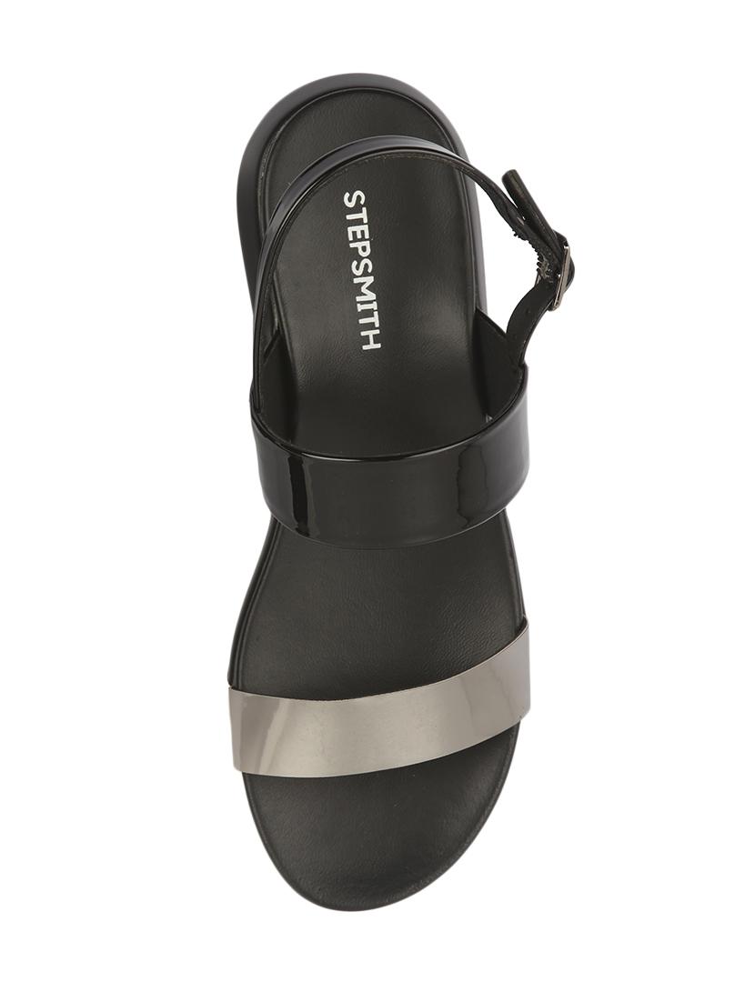 black pu flat forms sandals - 17544450 - Standard Image - 3
